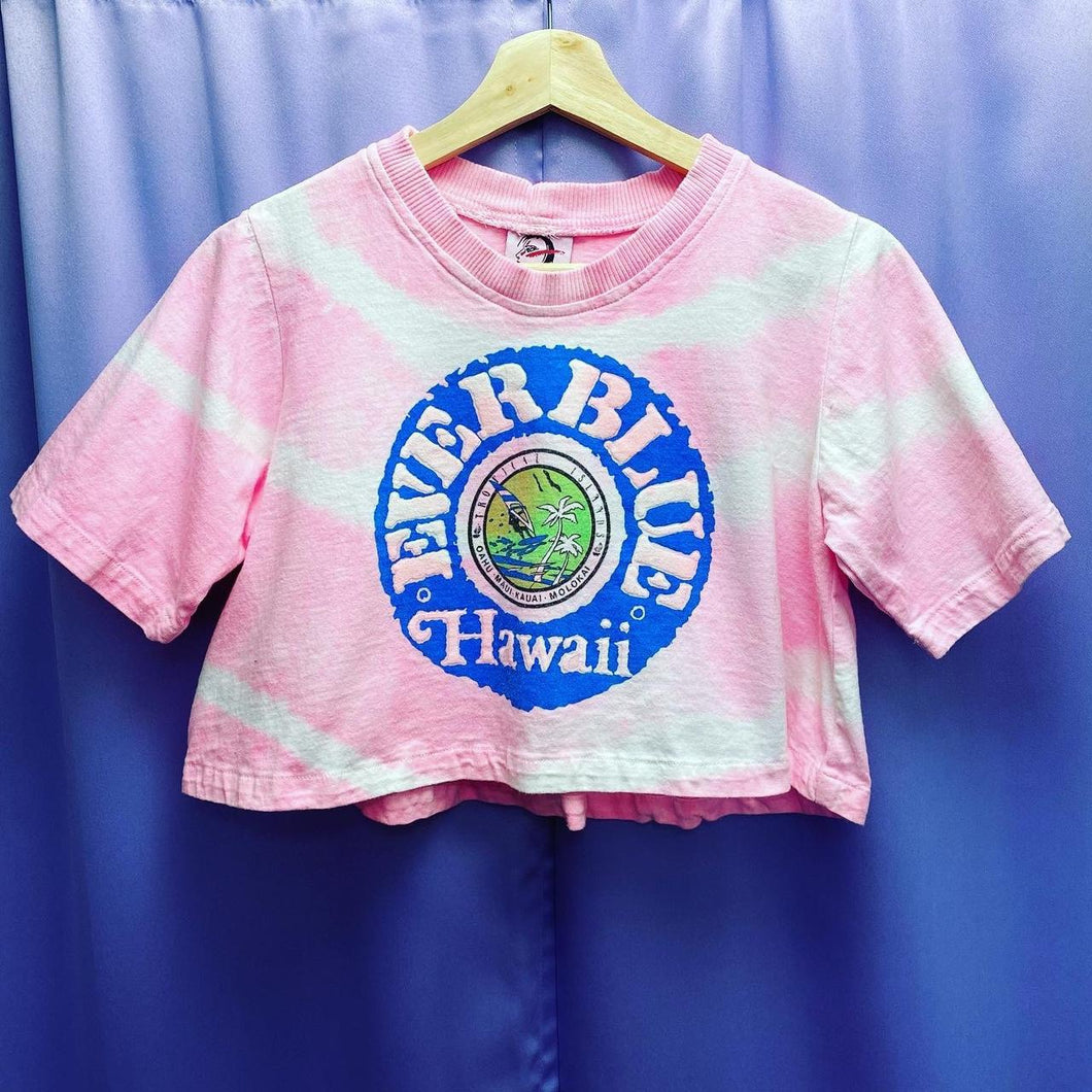 Vintage 90’s Ever Blue Hawaii Tie-Dye Crop Top T-Shirt Women’s Medium