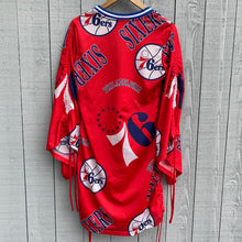 Load image into Gallery viewer, Vintage 90’s Hardwood Classics GIII by Carl Banks NBA Philadelphia 76ers All Over Print Dress Women’s XL
