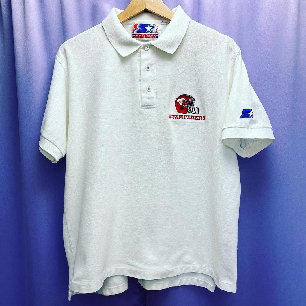 Vintage 90's Starter CFL Calgary Stampeders Polo Shirt Small