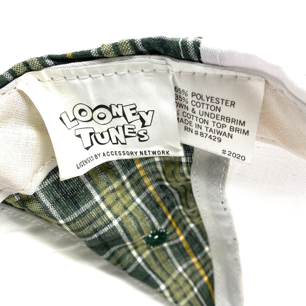 Vintage 1996 Looney Tunes Taz Plaid Elastic Back Hat