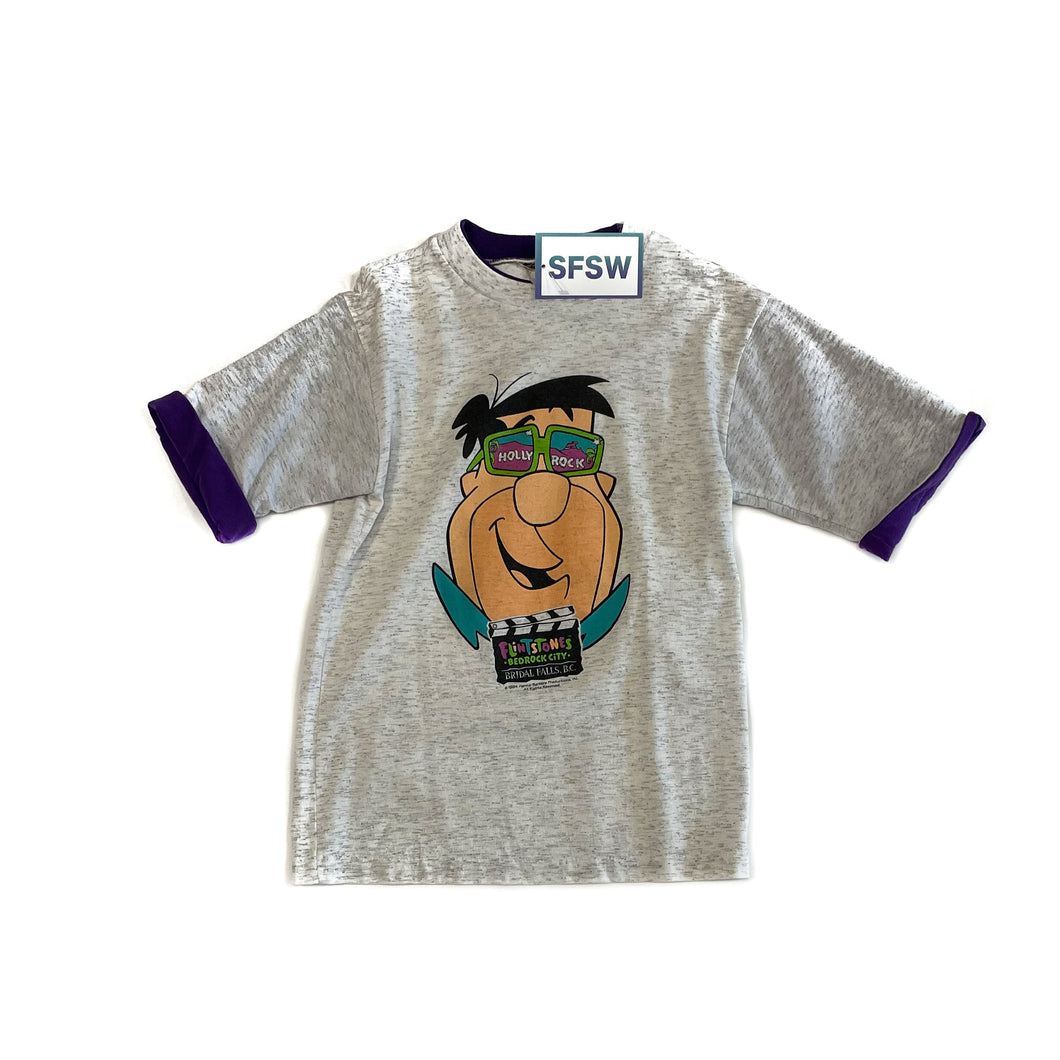 Vintage 1994 Flintstones Bedrock City Bridal Falls BC Fred Flintstone Holly Rock Single Stitch T-Shirt Youth Medium
