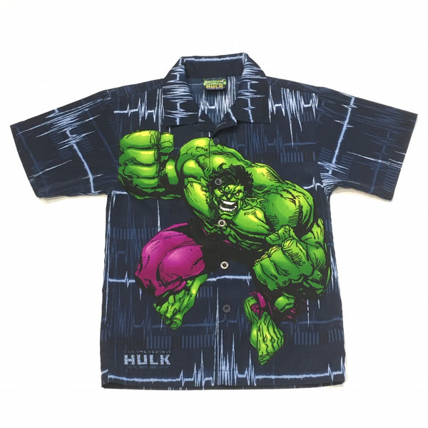 Marvel Incredible Hulk 2002 All Over Print Button Up Shirt Youth Small