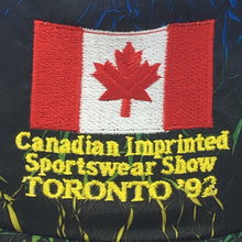 Load image into Gallery viewer, Front closeup view of Vintage 1992 Canadian Imprinted Sportswear Show Toronto Snapback Hat
