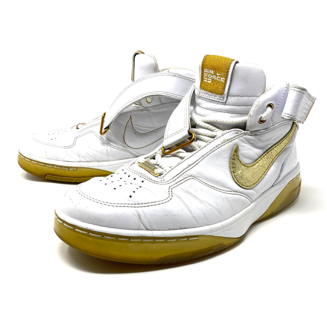 Nike Air Force 25 White Gold Sneakers Size 10 Mens 315015 171 Basketba Subtle Flex Streetwear