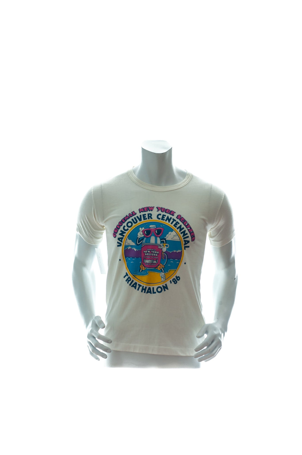 Vintage 1986 Original New York Seltzer Vancouver Centennial Triathlon Single Stitch T-Shirt Mens Small