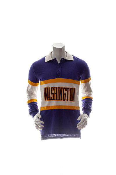Vintage 90's Nutmeg Mills NCAA Washington Huskies 1/4 Button Up Polo Rugby Long Sleeve Shirt Mens Medium