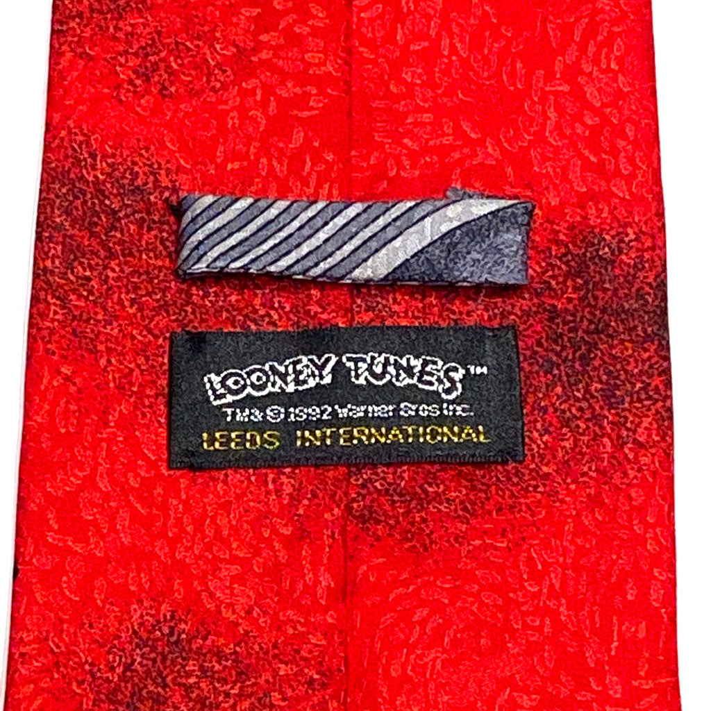 Trademark tag view of Vintage 1992 Looney Tunes Bugs Bunny Foghorn Leghorn Egghead Jr Baseball Necktie