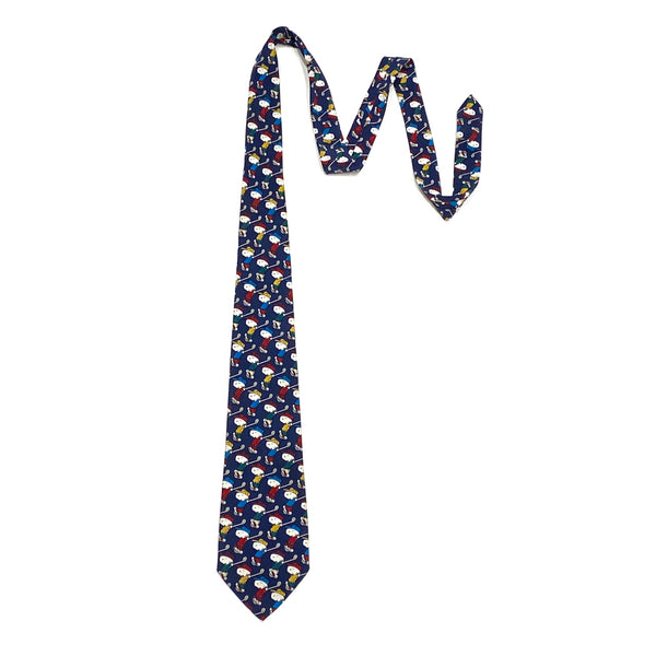 Front view of Vintage 90’s Snoopy All Over Print Golf Theme Necktie
