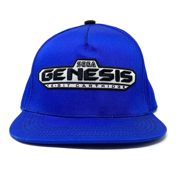 Front view of Deadstock Blue Sega Genesis Snapback Hat.