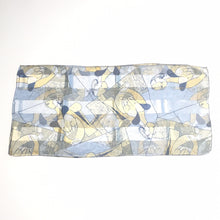 Load image into Gallery viewer, Front view of Picasso Patterned Neck Scarf Blue Silver Yellow
