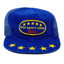 Load image into Gallery viewer, Front view of Vintage 80’s Esso Safety Stars Corduroy Snapback Hat
