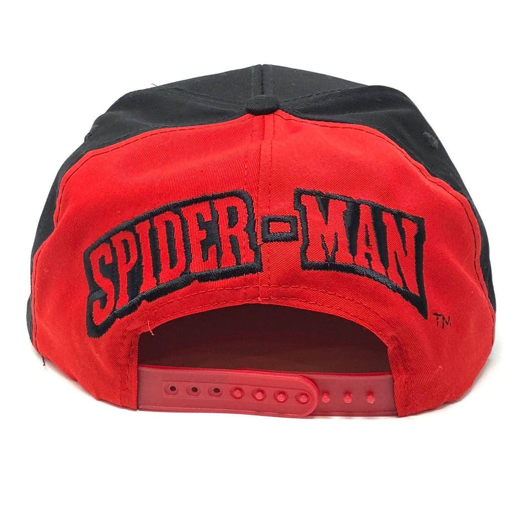 Rear view of Vintage 1994 Black Marvel Comics Spider-Man Embroidered Snapback Hat.