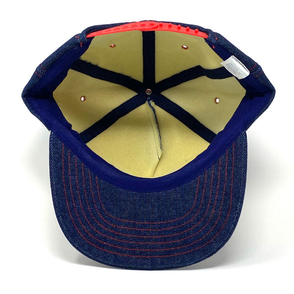 Bottom-inside view of Like New Vintage 90’s Esso Blue Denim Snapback.