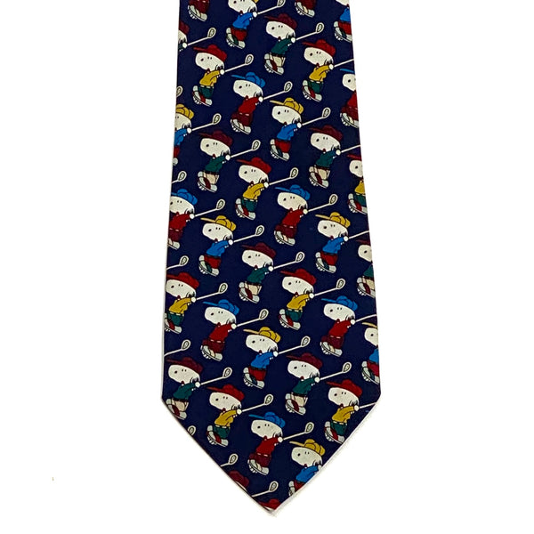 Trademark Tag view of Vintage 90’s Snoopy All Over Print Golf Theme Necktie