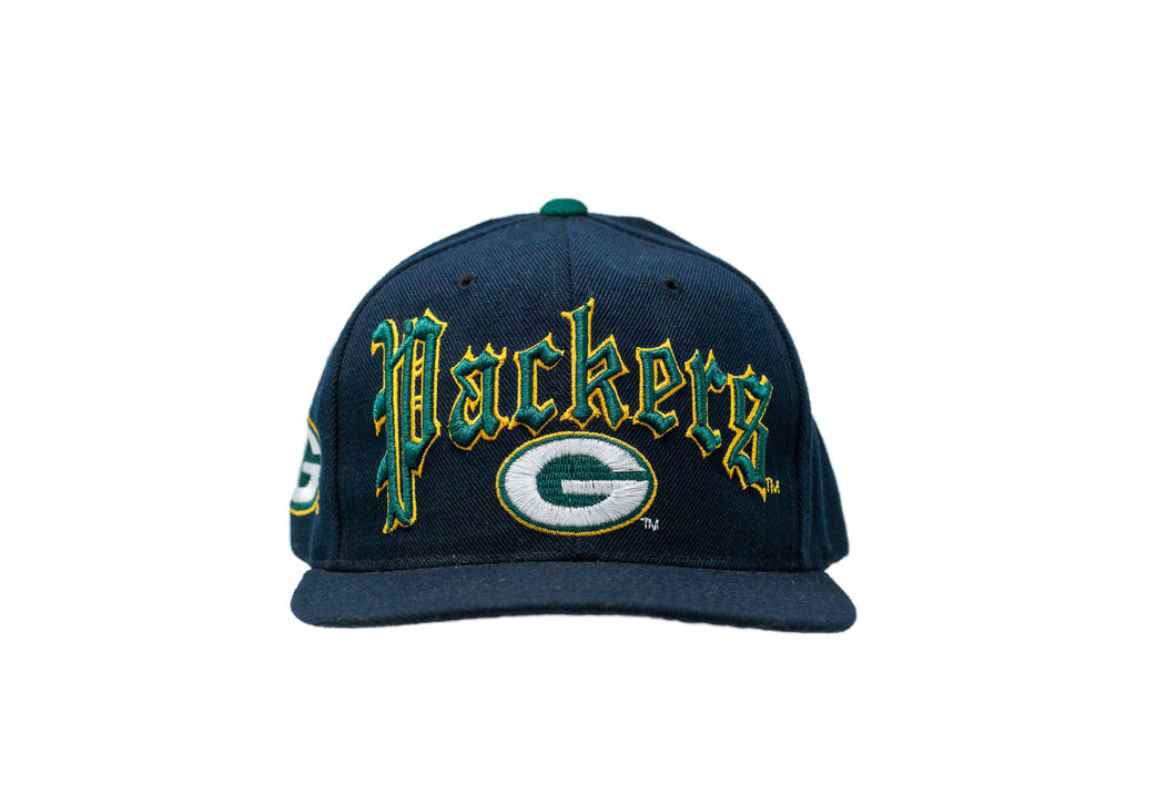 Front view of Vintage 90's NFL Green Bay Packers Snapback Hat
