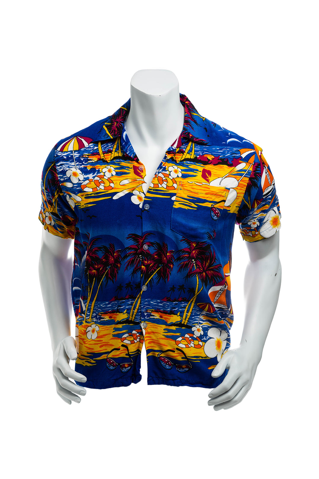 Vintage 90's Holiday Brand Hawaiian All Over Print Button Up Shirt Men's Medium
