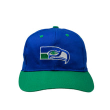 Load image into Gallery viewer, Front view of Vintage 90&#39;s NFL Seattle Seahawks Snapback Hat
