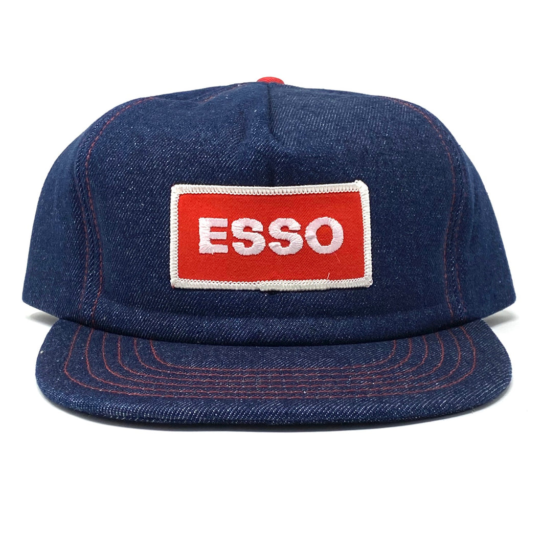 Front view of Like New Vintage 90’s Esso Blue Denim Snapback.