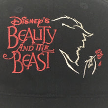 Load image into Gallery viewer, Front closeup view of Vintage Disney Beauty and the Beast Black Strapback Hat One Size 
