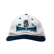 Load image into Gallery viewer, Front view of Vintage 1995 MLB Seattle Mariners AL Western Division Champions Snapback Hat

