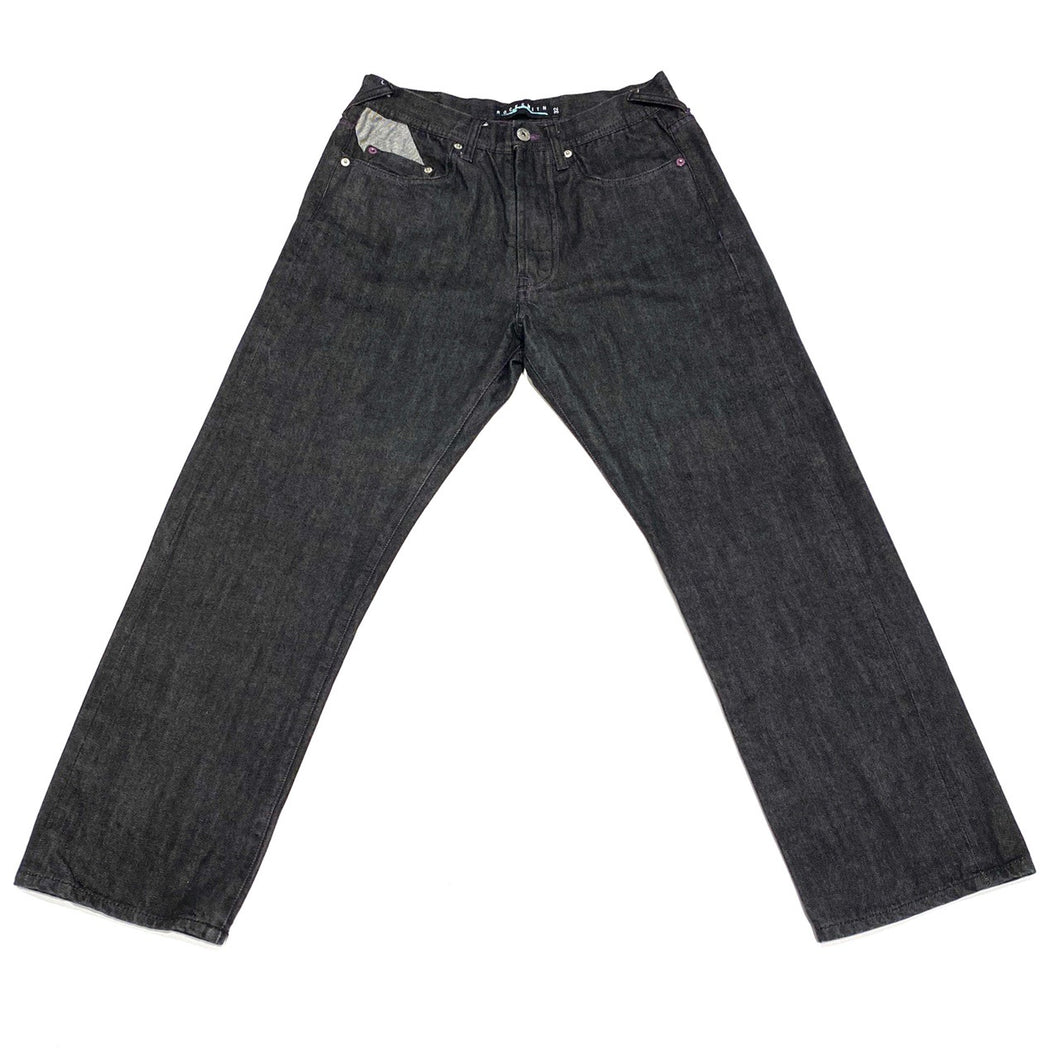 Rare Y2K Rocksmith Black Japan Selvedge Denim Jeans with Purple Stitching Mens 32