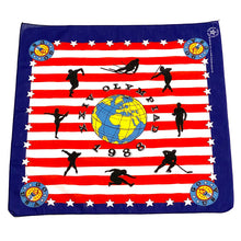 Load image into Gallery viewer, Front top view of Vintage 1988 Olympics Go USA Bandana
