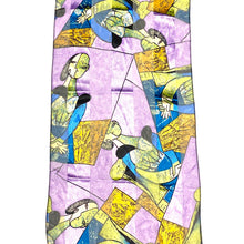 Load image into Gallery viewer, Closeup view of Picasso Patterned Neck Scarf Purple Blue Bronze
