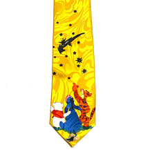 Load image into Gallery viewer, Closeup view of Gold City Winnie The Pooh &amp; Friends Hand Made Silk Necktie
