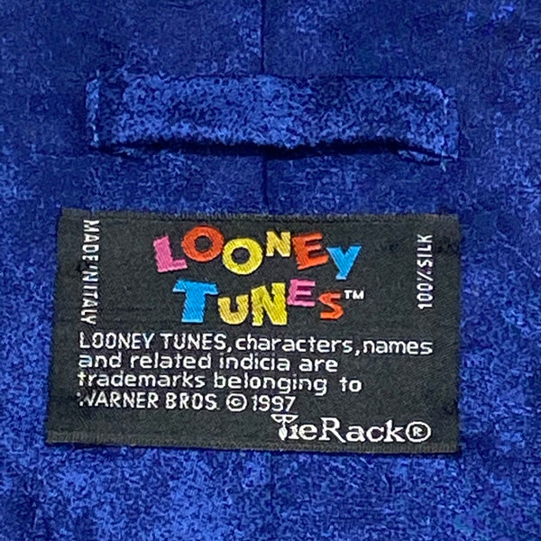 Trademark Tag view of Vintage 1997 Looney Tunes Bugs Bunny & Elmer Fudd Necktie
