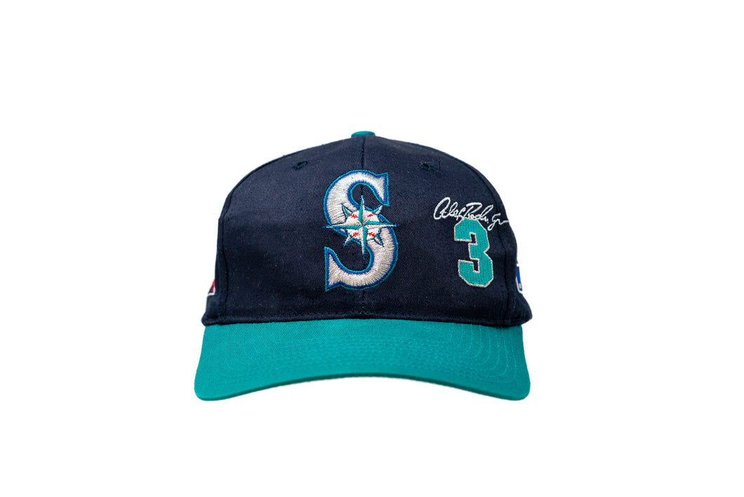 Front view of Vintage 90's MLB Seattle Mariners Alex Rodriguez Jr. Snapback Hat