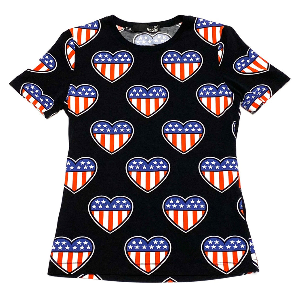 Love Moschino American Hearts T-Shirt Womens Small