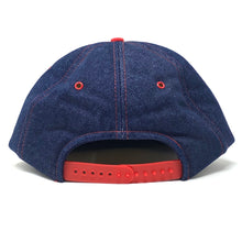 Load image into Gallery viewer, Rear view of  Like New Vintage 90’s Esso Blue Denim Snapback.
