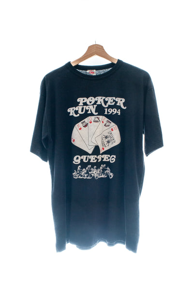 Vintage 1994 Poker Run Quebec Single Stitch T-Shirt Mens XL