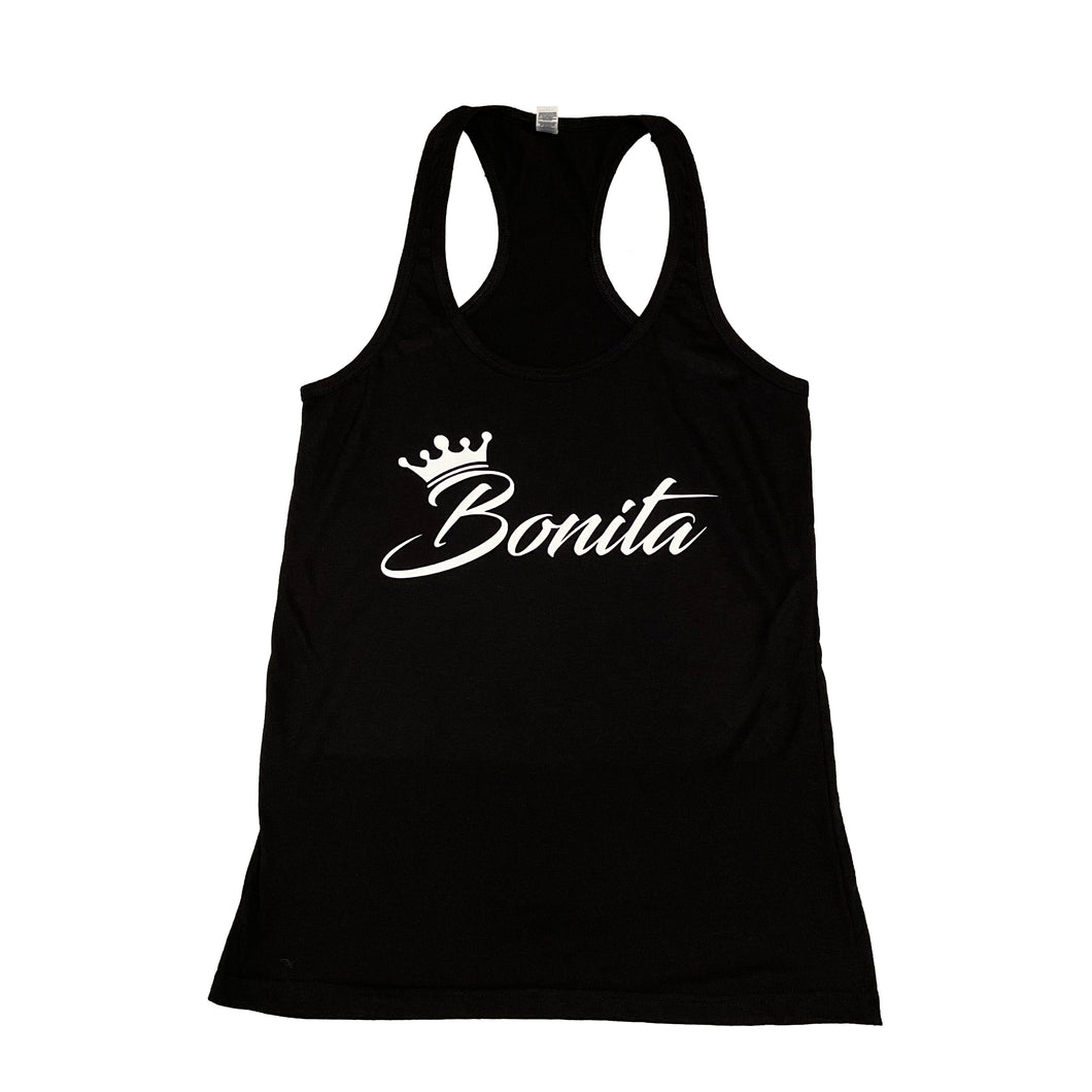 2023 Bonita Crown Black & White Racerback Tank Top