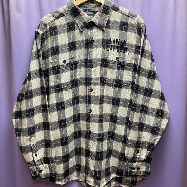 Harley Davidson Plaid Embroidered Button Up Shirt XL