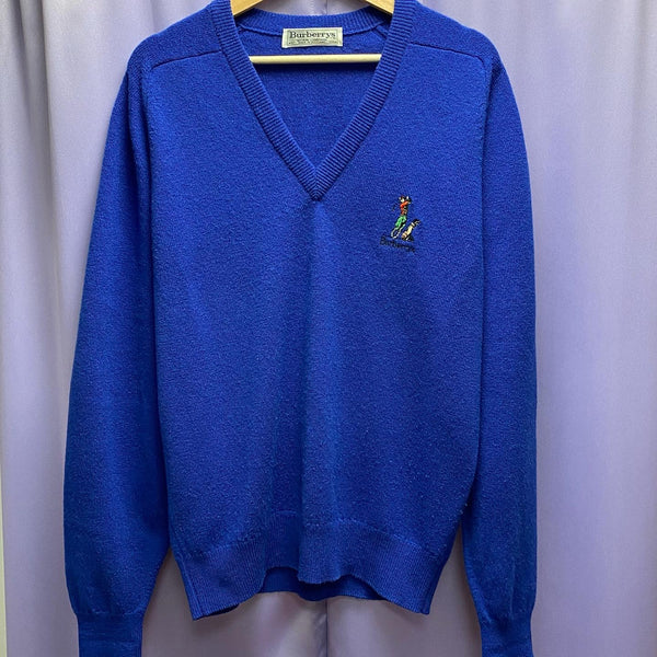 Vintage 80’s Burberrys Embroidered Lambswool Golf Logo Sweater Small