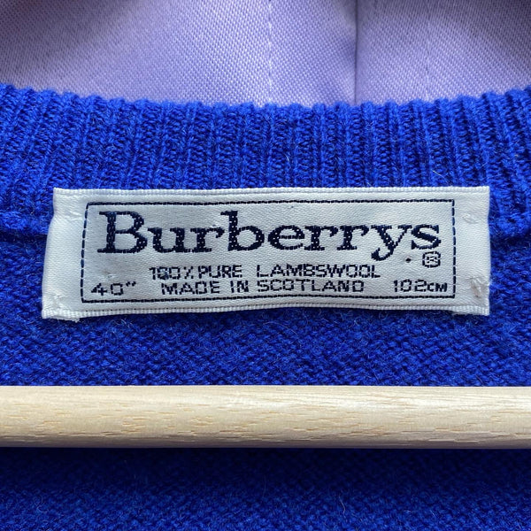 Vintage 80’s Burberrys Embroidered Lambswool Golf Logo Sweater Small
