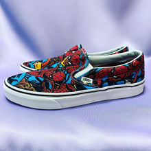 Load image into Gallery viewer, Vans x Marvel Spider-Man All Over Print Slip-On Sneakers Men’s Size 9 Women’s 10.5
