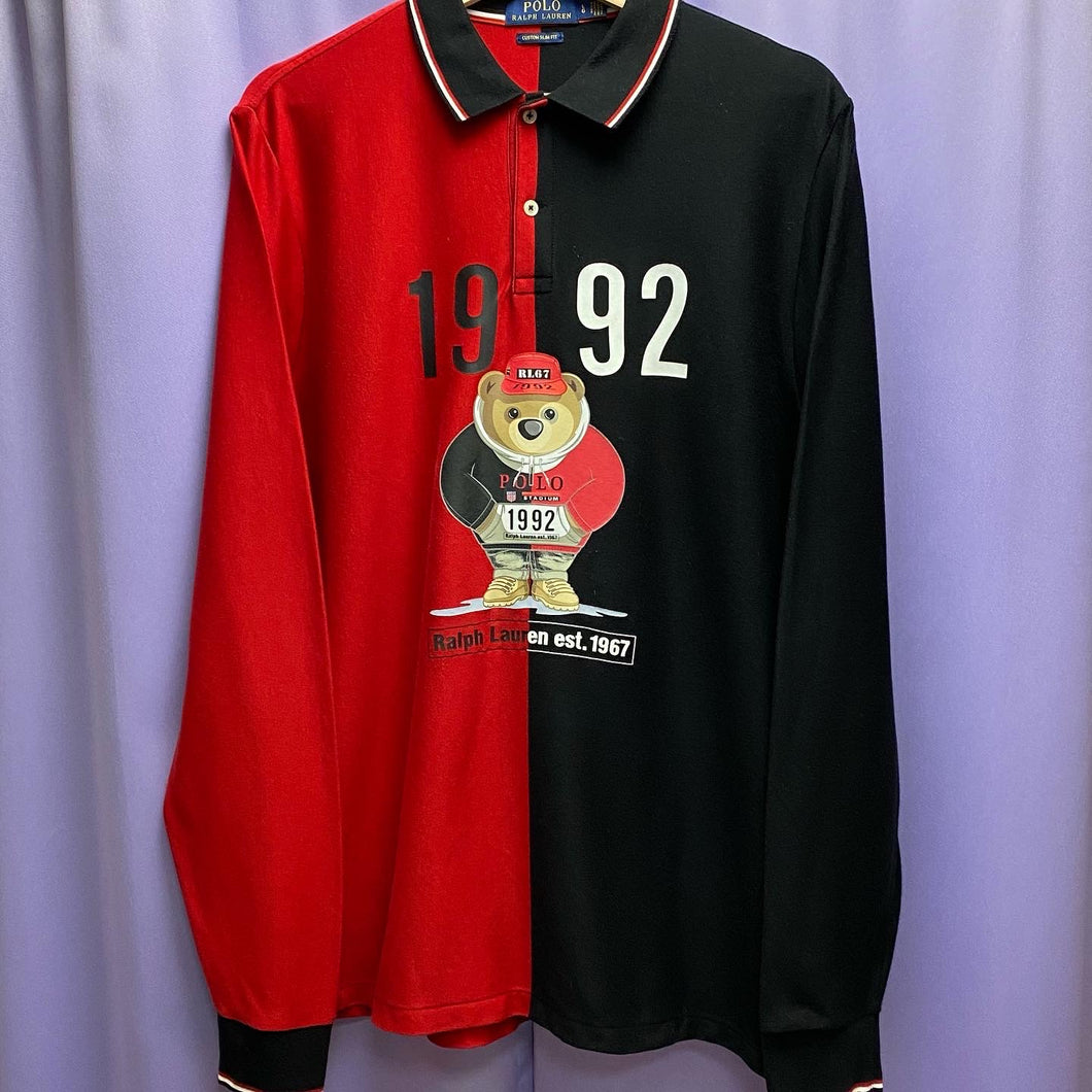 Polo Ralph Lauren 1992 Stadium Fat Bear Long Sleeve Polo Shirt Large