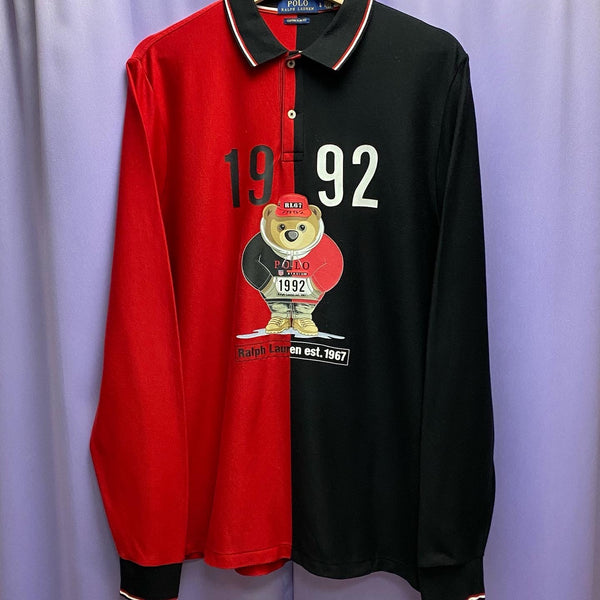 Polo Ralph Lauren 1992 Stadium Fat Bear Long Sleeve Polo Shirt Large