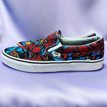 Load image into Gallery viewer, Vans x Marvel Spider-Man All Over Print Slip-On Sneakers Men’s Size 9 Women’s 10.5
