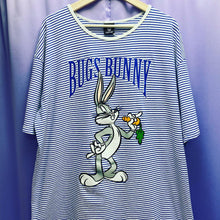 Load image into Gallery viewer, Vintage 1996 Warner Bros Studio Store Bugs Bunny Striped T-Shirt Unisex One Size Fits All
