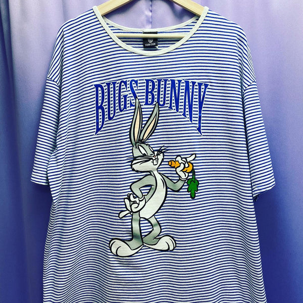 Vintage 1996 Warner Bros Studio Store Bugs Bunny Striped T-Shirt Unisex One Size Fits All