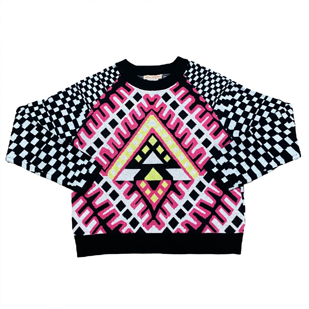 Mara Hoffman Scoop Neck Abstract & Checker Sweater Medium