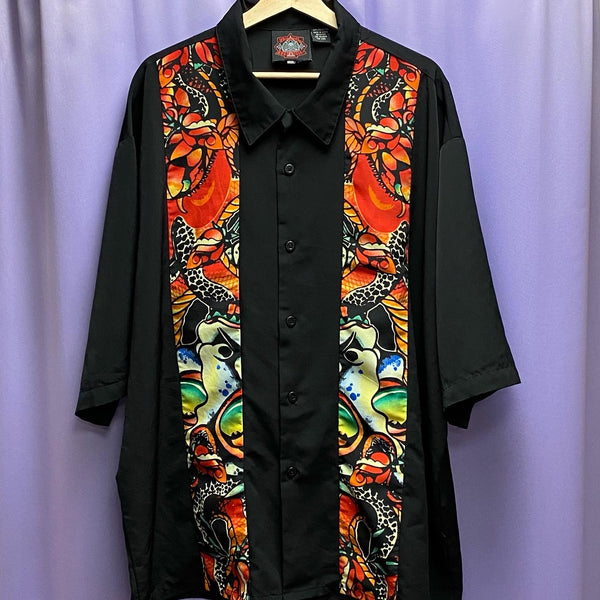 Dragonfly Roadhouse Intertwined Snake Roses Button Up Shirt Men’s 3XL