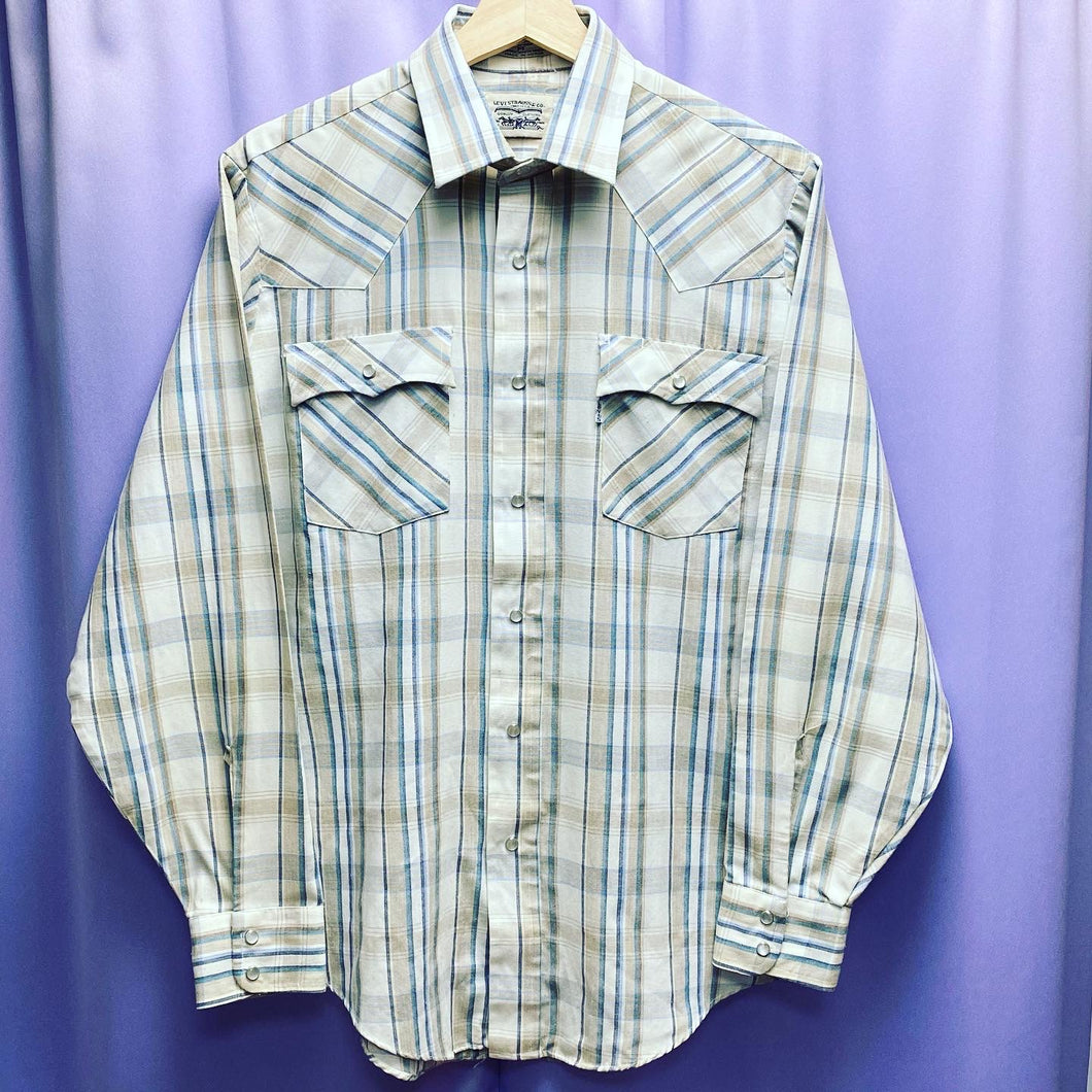 Vintage 70’s Levis WPL 423 Plaid Pearl Snap Western Shirt Men’s Medium