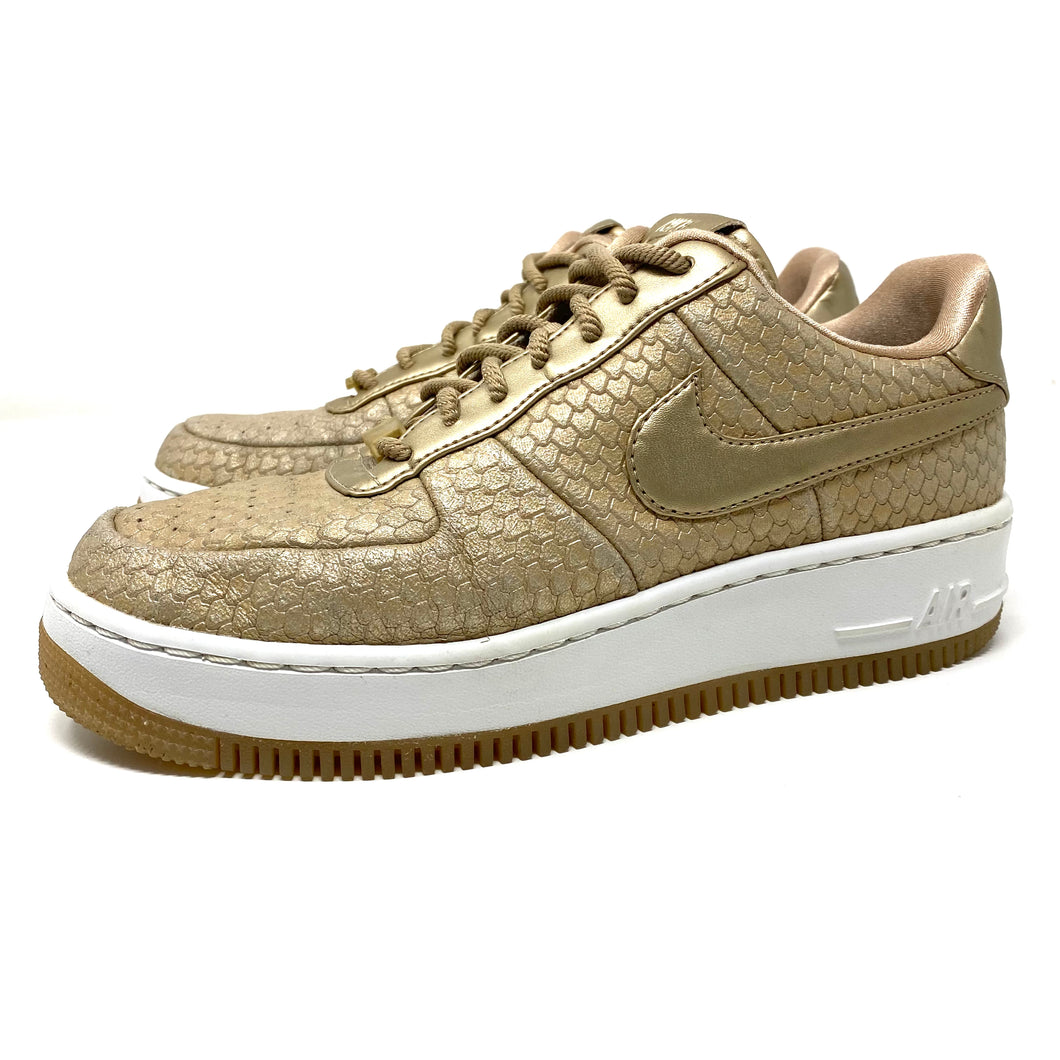 Nike Air Force 1 Upstep 917590-900 Metallic Anaconda Gold Beige AF1 Snake Scale Sneakers Women’s Size 8.5