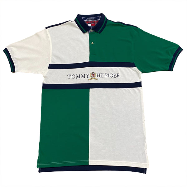 Vintage Tommy Hilfiger Crest Color Block Polo Shirt XL