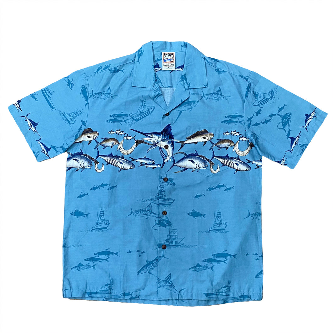 Vintage Hawaiian Togs Fish All Over Print Button Up Shirt Large