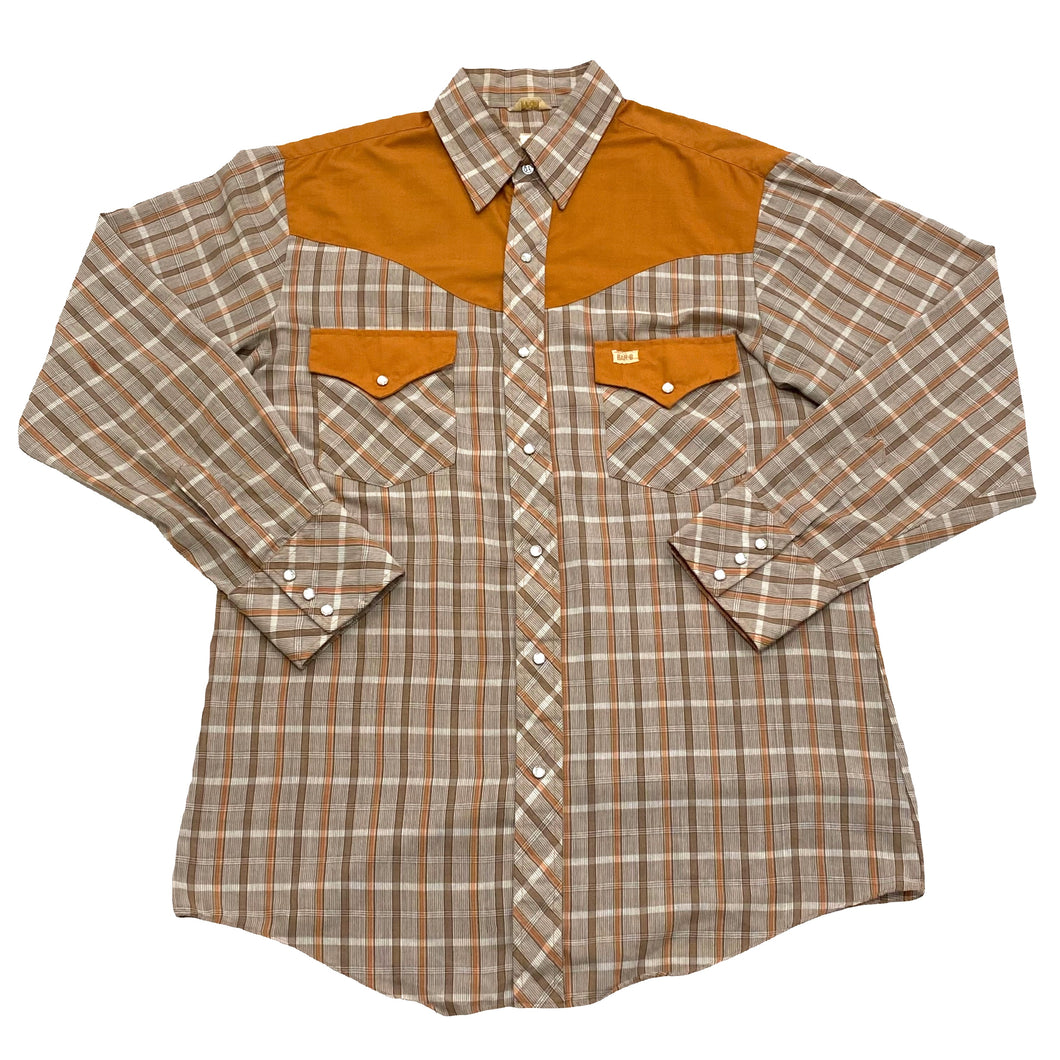 Vintage 70’s Bar B Plaid Pearl Snap Western Shirt Large